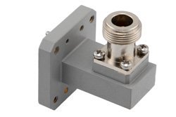 PEWCA1113 - WRD-750 UG Square Cover Flange to N Female Waveguide to Coax Adapter Operating from 7.5 GHz to 18 GHz in Copper Alloy