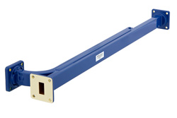 PEWCP1012 - WR-62 Waveguide 20 dB Broadwall Coupler, UG-419/U Square Cover Flange, E-Plane Coupled Port, 12.4 GHz to 18 GHz, Copper Alloy