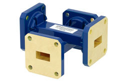 WR-51 Waveguide 30 dB Crossguide Coupler, Square Cover Flange, 15 GHz to 22 GHz, Bronze