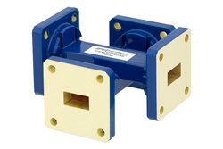 WR-51 Waveguide 50 dB Crossguide Coupler, Square Cover Flange, 15 GHz to 22 GHz, Bronze
