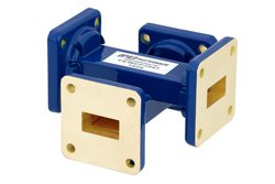 WR-62 Waveguide 20 dB Crossguide Coupler, UG-419/U Square Cover Flange, 12.4 GHz to 18 GHz, Bronze