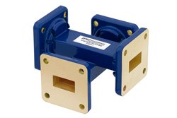 WR-62 Waveguide 30 dB Crossguide Coupler, UG-419/U Square Cover Flange, 12.4 GHz to 18 GHz, Bronze