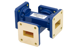 PEWCP1054 - WR-75 Waveguide 50 dB Crossguide Coupler, Square Cover Flange, 10 GHz to 15 GHz, Bronze