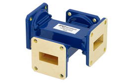 WR-90 Waveguide 20 dB Crossguide Coupler, UG-39/U Square Cover Flange, 8.2 GHz to 12.4 GHz, Bronze