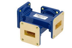 WR-90 Waveguide 30 dB Crossguide Coupler, UG-39/U Square Cover Flange, 8.2 GHz to 12.4 GHz, Bronze