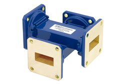 WR-90 Waveguide 50 dB Crossguide Coupler, UG-39/U Square Cover Flange, 8.2 GHz to 12.4 GHz, Bronze