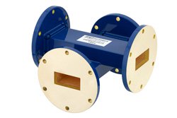 WR-137 Waveguide 40 dB Crossguide Coupler, UG-344/U Round Cover Flange, 5.85 GHz to 8.2 GHz, Bronze