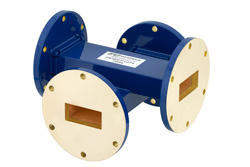 WR-137 Waveguide 50 dB Crossguide Coupler, UG-344/U Round Cover Flange, 5.85 GHz to 8.2 GHz, Bronze