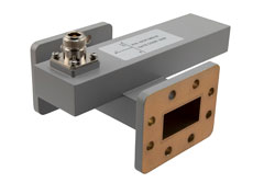 PEWCP1082-50 - WR-159 Waveguide 50 dB Crossguide Coupler, CPR-159F Flange, N Female Coupled Port, 4.64 GHz to 7.05 GHz, Aluminum