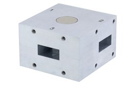 PEWCR1001 - WR-90 Waveguide Circulator, 8.2 GHz to 12.4 GHz, 18 dB min Isolation, Cover Flange, Aluminum