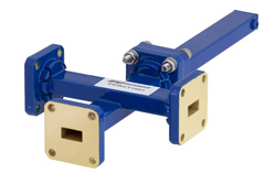 PEWCT1001 - WR-34 Waveguide 30 dB Crossguide Coupler, 3 Port UG-1530/U Square Cover Flange, 22 GHz to 33 GHz, Bronze