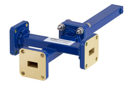 PEWCT1003 - WR-34 Waveguide 50 dB Crossguide Coupler, 3 Port UG-1530/U Square Cover Flange, 22 GHz to 33 GHz, Bronze