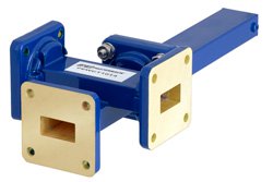 WR-62 Waveguide 40 dB Crossguide Coupler, 3 Port UG-419/U Square Cover Flange, 12.4 GHz to 18 GHz, Bronze