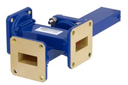 WR-90 Waveguide 20 dB Crossguide Coupler, 3 Port UG-39/U Square Cover Flange, 8.2 GHz to 12.4 GHz, Bronze