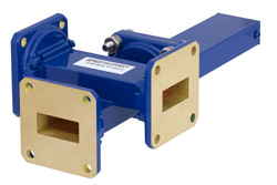 WR-90 Waveguide 30 dB Crossguide Coupler, 3 Port UG-39/U Square Cover Flange, 8.2 GHz to 12.4 GHz, Bronze