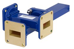 WR-90 Waveguide 40 dB Crossguide Coupler, 3 Port UG-39/U Square Cover Flange, 8.2 GHz to 12.4 GHz, Bronze