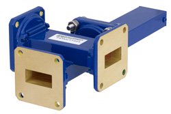 WR-90 Waveguide 50 dB Crossguide Coupler, 3 Port UG-39/U Square Cover Flange, 8.2 GHz to 12.4 GHz, Bronze