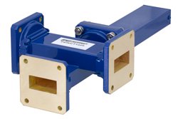 WR-112 Waveguide 30 dB Crossguide Coupler, 3 Port UG-51/U Square Cover Flange, 7.05 GHz to 10 GHz, Bronze