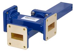 WR-112 Waveguide 40 dB Crossguide Coupler, 3 Port UG-51/U Square Cover Flange, 7.05 GHz to 10 GHz, Bronze