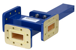WR-112 Waveguide 50 dB Crossguide Coupler, 3 Port CPR-112G Flange, 7.05 GHz to 10 GHz, Bronze