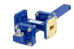 PEWCT1053 - WR-51 Waveguide 30 dB Crossguide Coupler, Square Cover Flange, SMA Female Coupled Port, 15 GHz to 22 GHz, Bronze