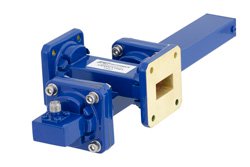 PEWCT1061 - WR-75 Waveguide 30 dB Crossguide Coupler, Square Cover Flange, SMA Female Coupled Port, 10 GHz to 15 GHz, Bronze