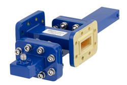 WR-90 Waveguide 30 dB Crossguide Coupler, CPR-90G Flange, SMA Female Coupled Port, 8.2 GHz to 12.4 GHz, Bronze