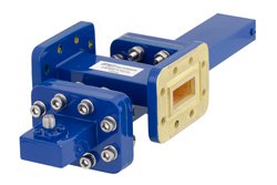 WR-90 Waveguide 40 dB Crossguide Coupler, CPR-90G Flange, SMA Female Coupled Port, 8.2 GHz to 12.4 GHz, Bronze