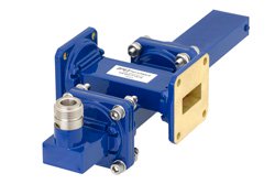 WR-90 Waveguide 50 dB Crossguide Coupler, UG-39/U Square Cover Flange, N Female Coupled Port, 8.2 GHz to 12.4 GHz, Bronze