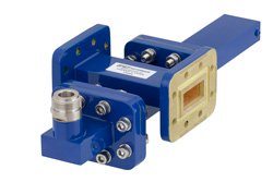 WR-90 Waveguide 40 dB Crossguide Coupler, CPR-90G Flange, N Female Coupled Port, 8.2 GHz to 12.4 GHz, Bronze