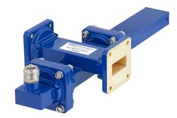 PEWCT1093 - WR-112 Waveguide 30 dB Crossguide Coupler, UG-51/U Square Cover Flange, N Female Coupled Port, 7.05 GHz to 10 GHz, Bronze