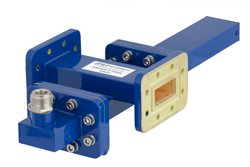 PEWCT1096 - WR-112 Waveguide 20 dB Crossguide Coupler, CPR-112G Flange, N Female Coupled Port, 7.05 GHz to 10 GHz, Bronze