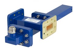 WR-112 Waveguide 30 dB Crossguide Coupler, CPR-112G Flange, N Female Coupled Port, 7.05 GHz to 10 GHz, Bronze