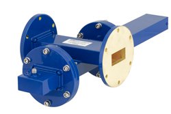 PEWCT1101 - WR-137 Waveguide 30 dB Crossguide Coupler, UG-344/U Round Cover Flange, SMA Female Coupled Port, 5.85 GHz to 8.2 GHz, Bronze