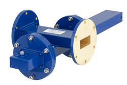 PEWCT1103 - WR-137 Waveguide 50 dB Crossguide Coupler, UG-344/U Round Cover Flange, SMA Female Coupled Port, 5.85 GHz to 8.2 GHz, Bronze