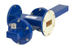 PEWCT1108 - WR-137 Waveguide 20 dB Crossguide Coupler, UG-344/U Round Cover Flange, N Female Coupled Port, 5.85 GHz to 8.2 GHz, Bronze