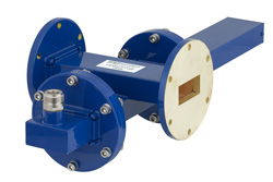PEWCT1109 - WR-137 Waveguide 30 dB Crossguide Coupler, UG-344/U Round Cover Flange, N Female Coupled Port, 5.85 GHz to 8.2 GHz, Bronze