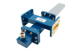 PEWCT1115 - WR-137 Waveguide 50 dB Crossguide Coupler, CPR-137G Flange, N Female Coupled Port, 5.85 GHz to 8.2 GHz, Bronze