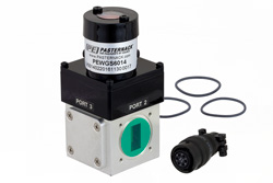 WR-75 Waveguide Electromechanical Relay SPDT Latching Switch, X, Ku Band 15 GHz Max Frequency, 3,500 Watts, Square Cover Flange