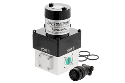 PEWGS6042 - WR-34 Waveguide Electromechanical Relay SPDT/DPDT Latching Switch, Ka Band 33 GHz, 620 Watts, UG Cover, 12V, Self Cut Off, Set Indicators