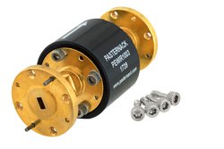 PEWIR1003 - WR-19 Waveguide Isolator from 40 GHz to 60 GHz, 25 dB min Isolation, UG-383/U-Mod Round Cover Flange