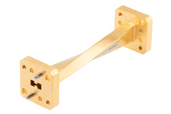 PEWRD180TW1001 - WRD-180 90 Degree Waveguide Twist with a UG Square Cover Flange Operating from 18 GHz to 40 GHz in Brass