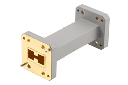 PEWRD650S001-3 - WRD-650 Straight Waveguide Section 3 Inch Length, UG Square Cover Flange from 6.5 GHz to 18 GHz in Brass