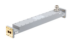 PEWRD750CP02-30 - WRD-750 Double Ridge Waveguide 30 dB Broadwall Coupler, N Female Coupled Port, 7.5 GHz to 18 GHz, Brass