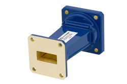 PEWTS1002 - WR-112 to WR-90 Waveguide Transition 3 Inch Length, UG-51/U Square Cover Flange to UG-39/U Square Cover Flange