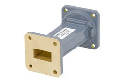 PEWTS1004 - WR-90 to WR-75 Waveguide Transition 3 Inch Length, UG-39/U Square Cover Flange to Square Cover Flange