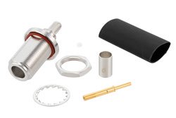 TC-240-NF-BH-X - N Female Bulkhead Mount Connector Crimp/Solder Attachment for LMR-240, PE-C240