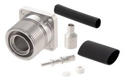 TC-402-716F-PM-LP - 7/16 DIN Female Low PIM Connector Solder Attachment 4 Hole Flange Mount for TFT-5G-402