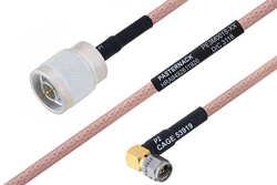 MIL-DTL-17 N Male to SMA Male Right Angle Cable Using M17/60-RG142 Coax