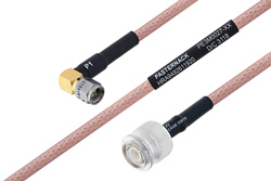 MIL-DTL-17 SMA Male Right Angle to TNC Male Cable Using M17/60-RG142 Coax
